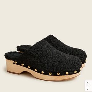 Jcrew Black Sherpa Studded Clogs 7